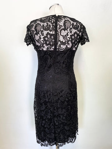 PATRA BLACK LACE CAP SLEEVED SPECIAL OCCASION PENCIL DRESS SIZE 8/10