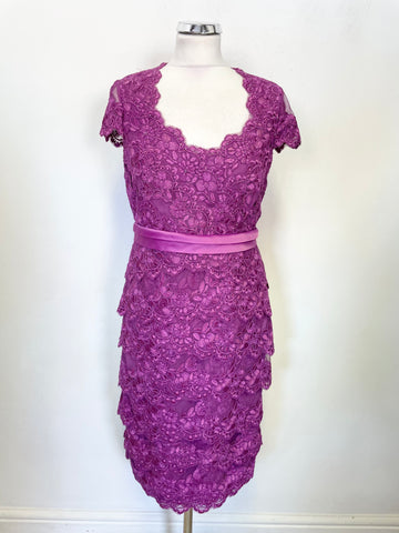 JACQUES VERT ORCHID LACE & BEAD TRIM CAP SLEEVE SPECIAL OCCASION PENCIL DRESS SIZE 10