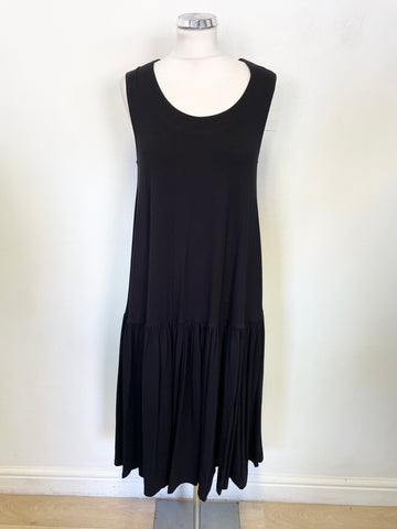 RALSTON BLACK JERSEY SLEEVELESS TIERED MIDI DRESS SIZE S