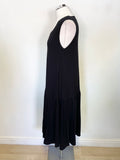 RALSTON BLACK JERSEY SLEEVELESS TIERED MIDI DRESS SIZE S