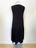 RALSTON BLACK JERSEY SLEEVELESS TIERED MIDI DRESS SIZE S