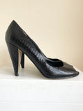 NINE WEST BLACK LEATHER SNAKESKIN DESIGN PEEPTOE HEELS SIZE 5/38