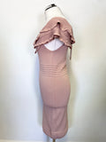 BRAND NEW LIPSY PINK BARDOT RUFFLE KNIT BODYCON DRESS SIZE 14