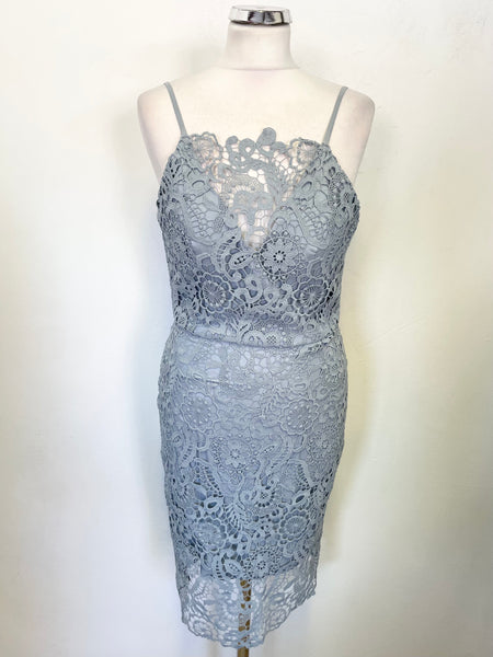 CHI CHI PETITE PALE DRESS BLUE LACE SPECIAL OCCASION PENCIL DRESS  SIZE 10