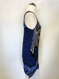 FRENCH CONNECTION NAVY BEADED & SEQUINNED SLEEVELESS SHIFT DRESS SIZE 6