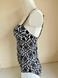 FANTASIE BLACK & WHITE PRINT BUILT IN BRA DETACHABLE STRAP SWIMSUIT SIZE 32DD