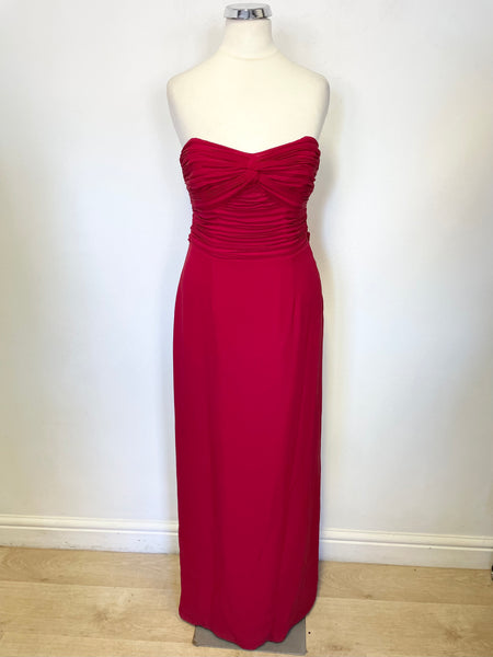 COAST RED SILK STRAPLESS FULL LENGTH EVENING/PROM DRESS SIZE 8