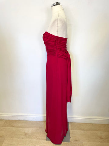 COAST RED SILK STRAPLESS FULL LENGTH EVENING/PROM DRESS SIZE 8