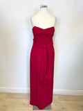 COAST RED SILK STRAPLESS FULL LENGTH EVENING/PROM DRESS SIZE 8