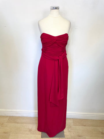 COAST RED SILK STRAPLESS FULL LENGTH EVENING/PROM DRESS SIZE 8