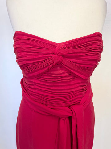 COAST RED SILK STRAPLESS FULL LENGTH EVENING/PROM DRESS SIZE 8