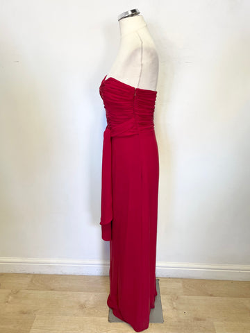 COAST RED SILK STRAPLESS FULL LENGTH EVENING/PROM DRESS SIZE 8