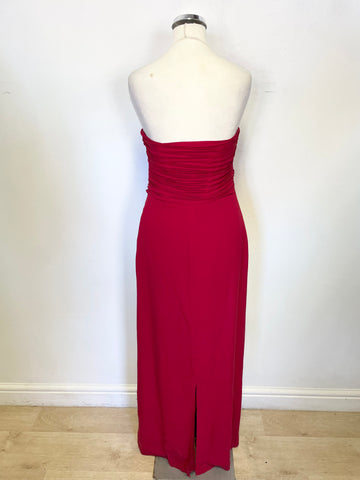 COAST RED SILK STRAPLESS FULL LENGTH EVENING/PROM DRESS SIZE 8