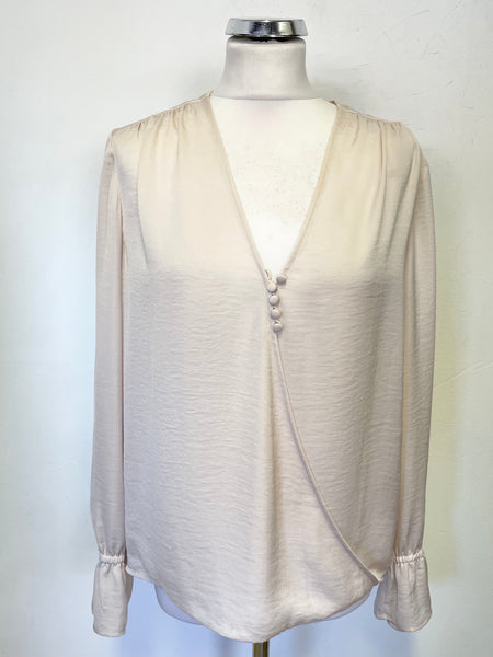 WHITE COMPANY OYSTER CROSS OVER FRONT LONG SLEEVED TOP SIZE 14