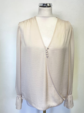 WHITE COMPANY OYSTER CROSS OVER FRONT LONG SLEEVED TOP SIZE 14