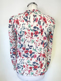 HUSH WHITE & MULTI FLORAL PRINT LONG SLEEVED TOP SIZE 6