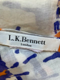 LK BENNETT IVORY, BLUE & ORANGE PRINT SCARF/ WRAP