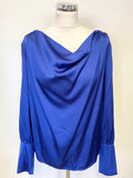 BRAND NEW SOSANDAR COBALT BLUE COWL NECK LONG SLEEVED TOP  SIZE 14