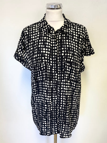 MINT VELVET BLACK & WHITE SPOT SHORT SLEEVE SHIRT  SIZE M