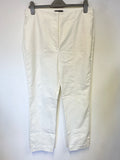 MINT VELVET WHITE HIGH RISE TAPERED LEG BUTTON TRIM TROUSERS SIZE 14L