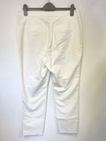 MINT VELVET WHITE HIGH RISE TAPERED LEG BUTTON TRIM TROUSERS SIZE 14L