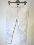 MINT VELVET WHITE DISTRESSED STYLE FRAYED HEM CROP JEANS SIZE 16R