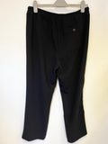 REISS ODELL BLACK CONTRAST STRIPE WIDE LEG TROUSERS SIZE 14R