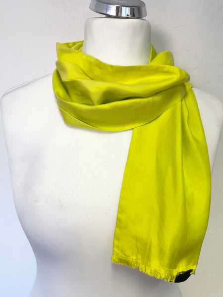 ALL SAINTS LIME 100% SILK DOUBLE LAYER SCARF