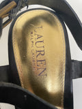 RALPH LAUREN BLACK LEATHER BLOCK HEEL SANDALS SIZE 7/40