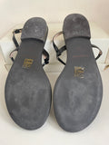 RUSSELL & BROMLEY BLACK PATENT THONG FLAT SANDALS SIZE 7/40