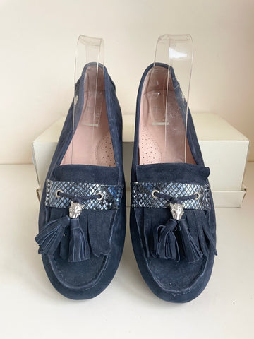 BRAND NEW MODA IN PELLE ETALIA NAVY BLUE SUEDE MOCCASIN FLATS SIZE 7/40