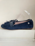 BRAND NEW MODA IN PELLE ETALIA NAVY BLUE SUEDE MOCCASIN FLATS SIZE 7/40