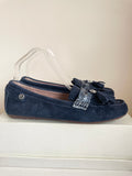 BRAND NEW MODA IN PELLE ETALIA NAVY BLUE SUEDE MOCCASIN FLATS SIZE 7/40