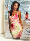 BRAND NEW SARESS CAPRI LIME & PINK WRAPAROUND BEACH DRESS COVER UP SIZE X LARGE