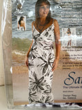 BRAND NEW SARESS BLACK BLOOM PRINT LONG WRAPAROUND BEACH DRESS COVER UP SIZE X LARGE