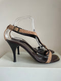 DONALD J PLINER FOR RUSSELL & BROMLEY CORK LEATHER TOE POST HEEL SANDALS SIZE 6.5/39.5