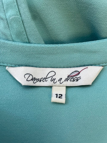 DAMSEL IN A DRESS LIGHT TURQUOISE CAP SLEEVE SHIFT DRESS SIZE 12