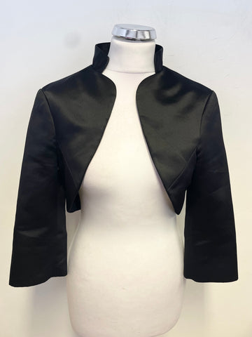 DEBUT BLACK SATIN 3/4 SLEEVED BOLERO JACKET SIZE 12