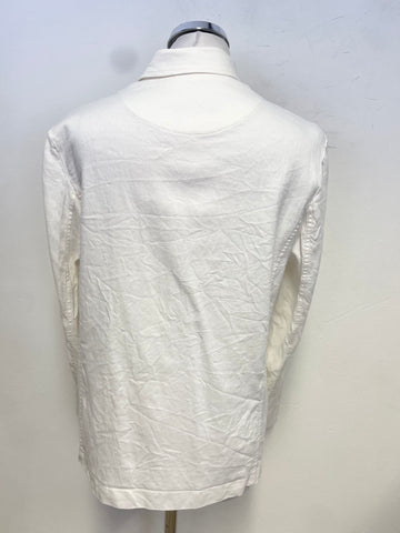 MAMA B GLICINE D WHITE LINEN & COTTON BLEND LONG SLEEVED JACKET  SIZE S