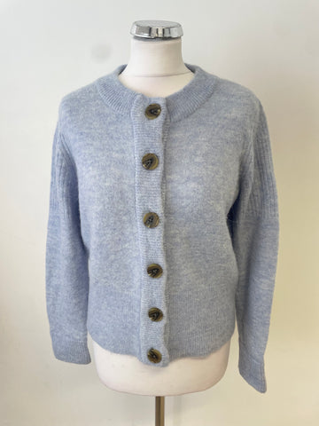 SELECTED FEMME BLUE WOOL & ALPACA MIX LONG SLEEVED CARDIGAN  SIZE M