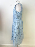 CATH KIDSTON LIGHT BLUE BRODERIE ANGLAISE SLEEVELESS FIT & FLARE DRESS SIZE 14