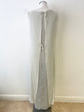 BRAND NEW NITYA GREY & CREAM EMBROIDERED OVERLAY SLEEVELESS MAXI DRESS  SIZE 42 UK 14