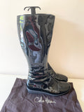 COLE HAAN NIKE AIR LUCIE BLACK PATENT LEATHER WATERPROOF TALL BOOTS SIZE 7/40