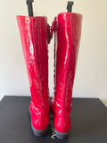 COLE HAAN NIKE AIR LUCIE CHERRY RED PATENT LEATHER WATERPROOF TALL BOOTS SIZE 6.5