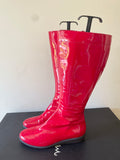 COLE HAAN NIKE AIR LUCIE CHERRY RED PATENT LEATHER WATERPROOF TALL BOOTS SIZE 6.5