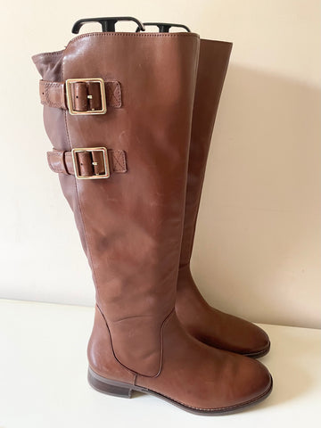 BRAND NEW CLARKS TAN BROWN LEATHER KNEE LENGTH BOOTS SIZES 5/38