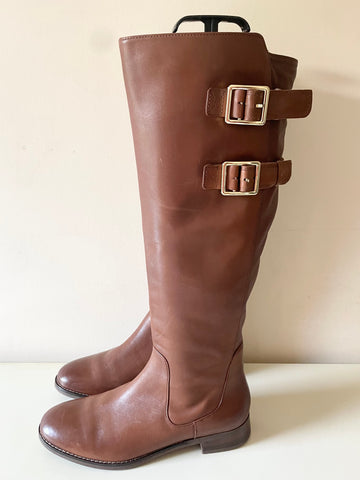 BRAND NEW CLARKS TAN BROWN LEATHER KNEE LENGTH BOOTS SIZES 5/38