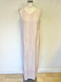 GOLD BY MICHAEL H PALE PINK PRINT SLEEVELESS MAXI SHIFT DRESS & MATCHING DUSTER COAT SIZE 14