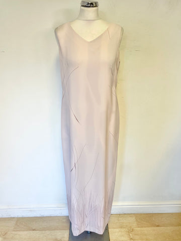 GOLD BY MICHAEL H PALE PINK PRINT SLEEVELESS MAXI SHIFT DRESS & MATCHING DUSTER COAT SIZE 14