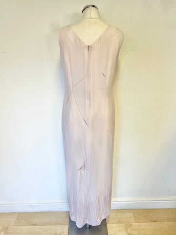 GOLD BY MICHAEL H PALE PINK PRINT SLEEVELESS MAXI SHIFT DRESS & MATCHING DUSTER COAT SIZE 14